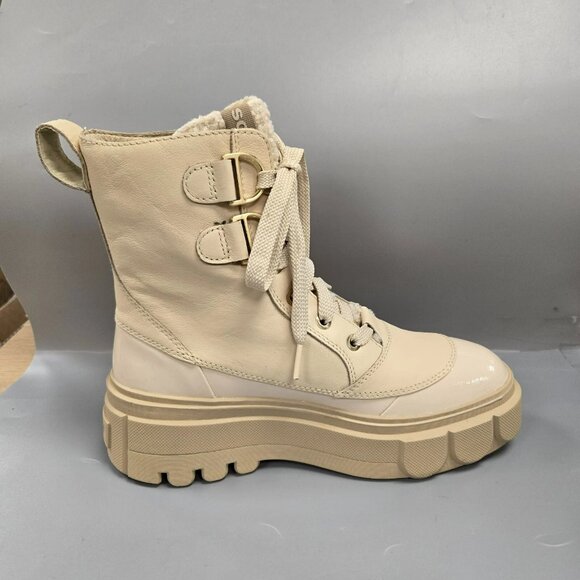 SOREL Caribou X Cozy Lace Up Boot Bleached Ceramic Oatmeal Beige Size 8 - Picture 2 of 15